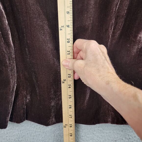 Mandarin Blue Jacket Womens 6 Chocolate Brown Velvet Crop Jackie Kennedy Retro - Picture 9 of 10